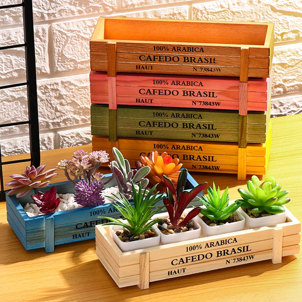 Natural Wooden Flowerpot Garden Decor