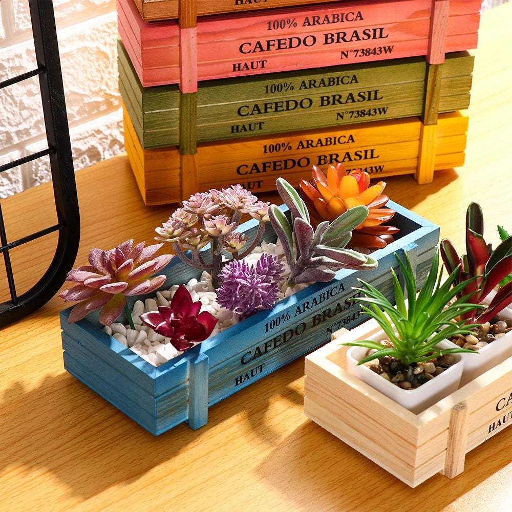 Natural Wooden Flowerpot Garden Decor