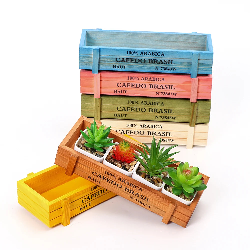 Natural Wooden Flowerpot Garden Decor