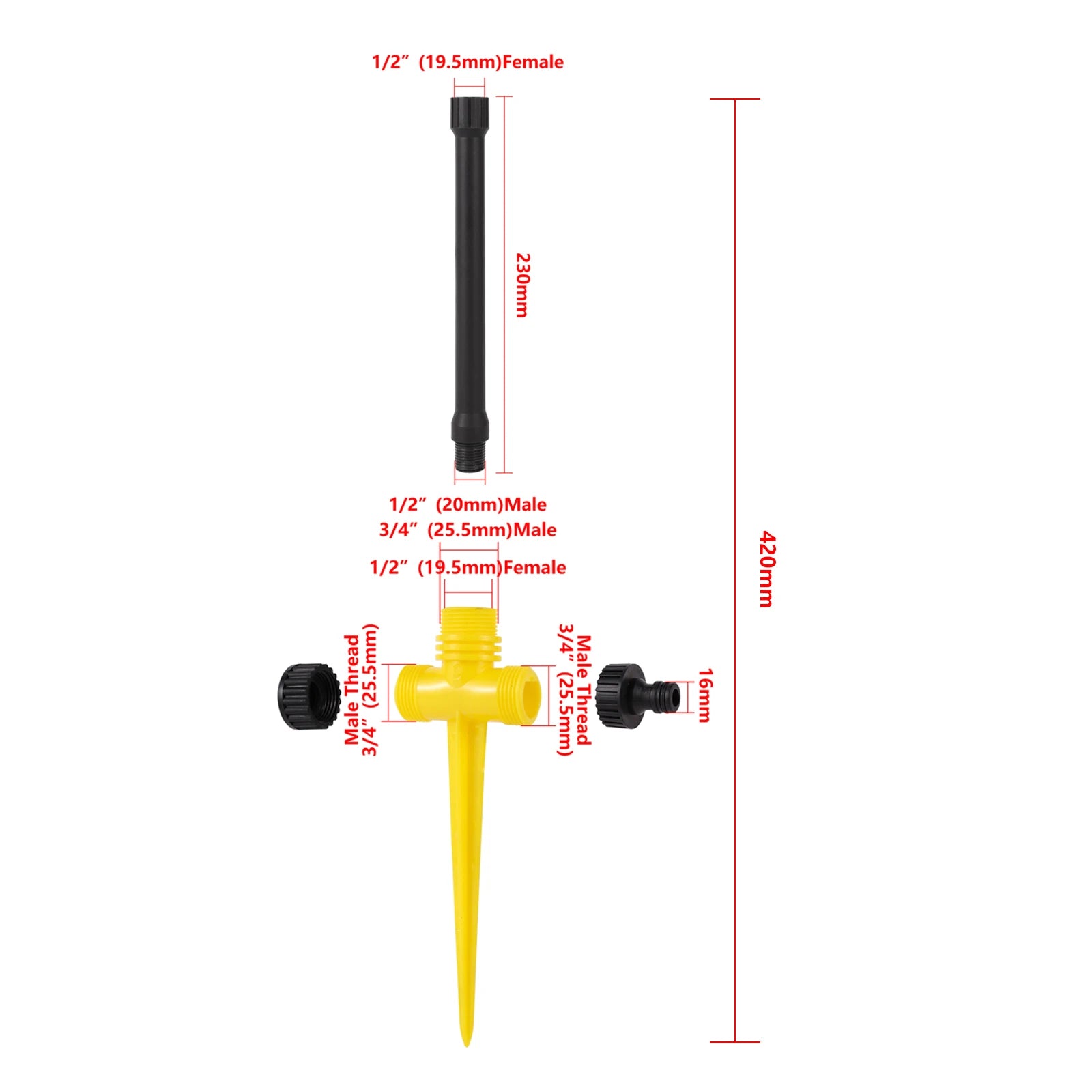 1/2 Inch Threaded Extension Pole Sprinkler Holder Lawn Sprinkler