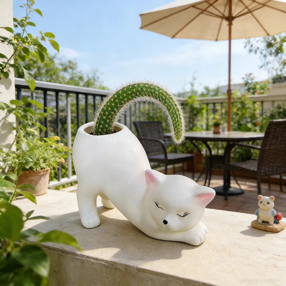 Cartoon Cute Cat Tail Flower Pot