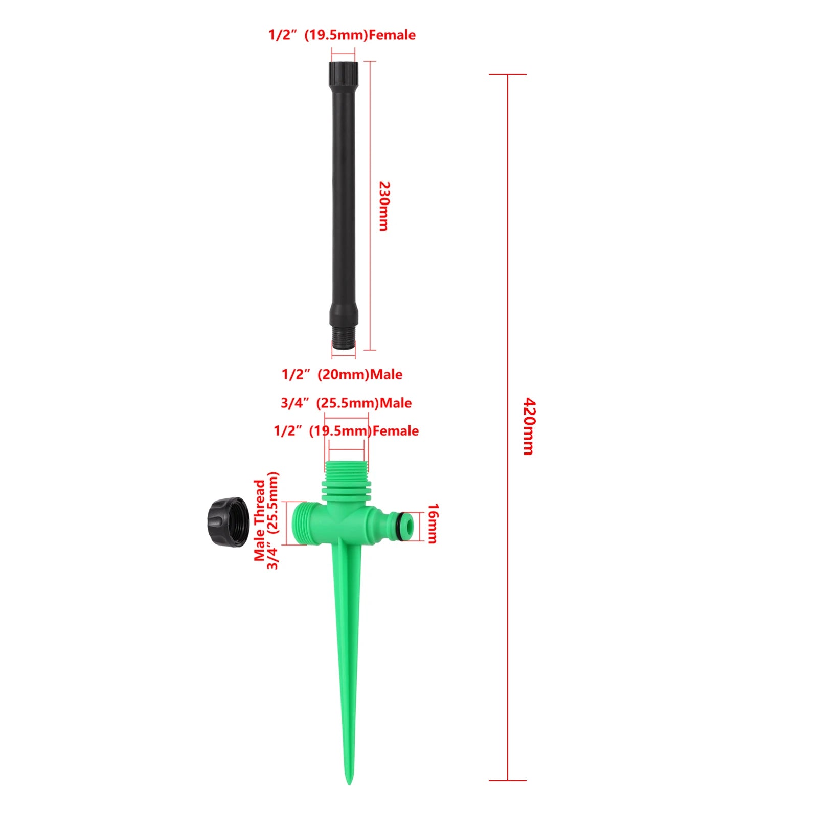 1/2 Inch Threaded Extension Pole Sprinkler Holder Lawn Sprinkler