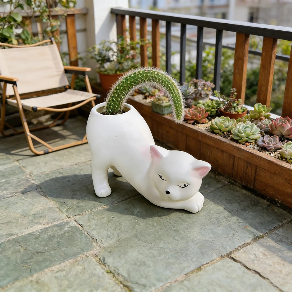 Cartoon Cute Cat Tail Flower Pot