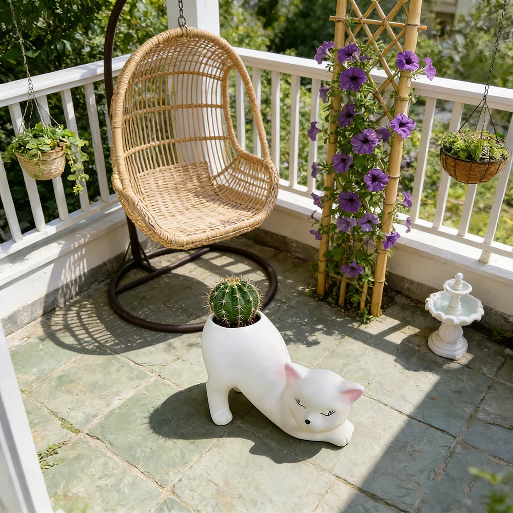 Cartoon Cute Cat Tail Flower Pot