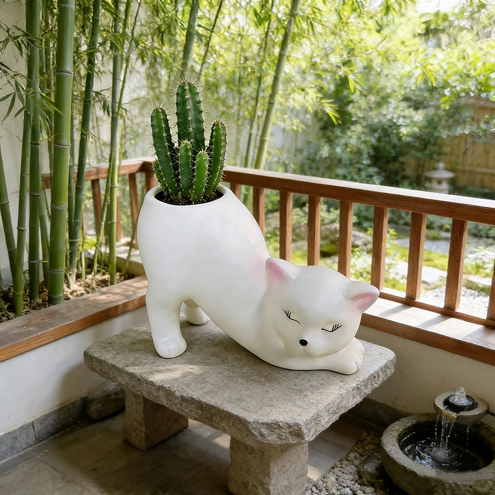 Cartoon Cute Cat Tail Flower Pot