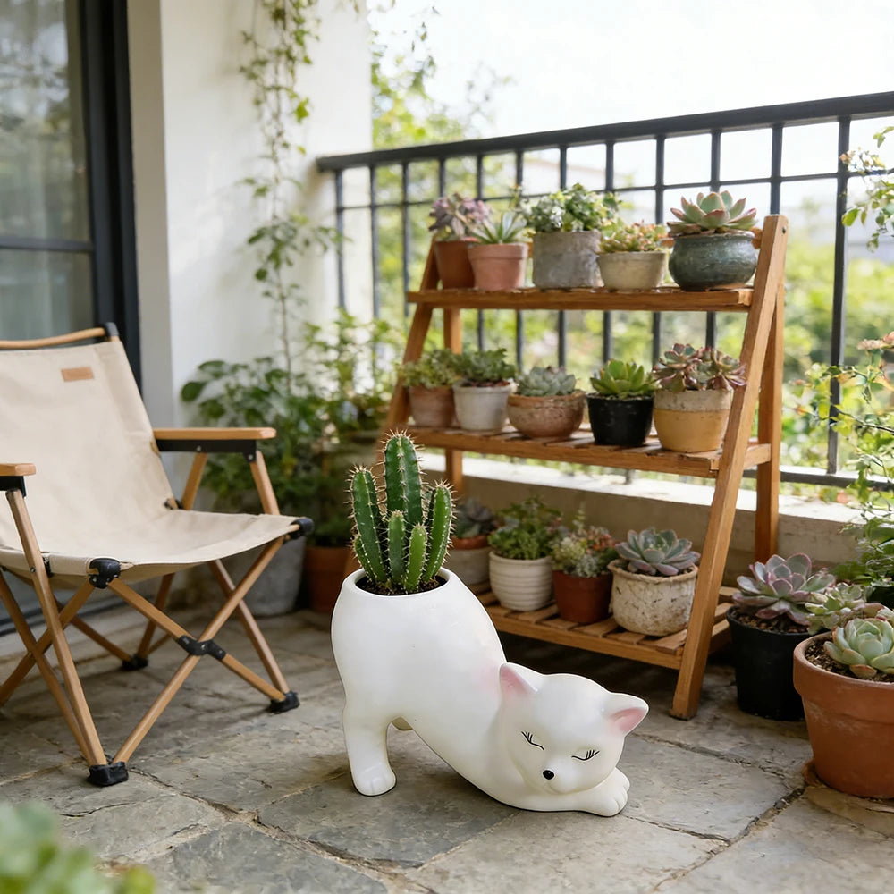 Cartoon Cute Cat Tail Flower Pot