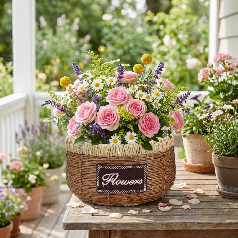 Plant Display Rustic Woven Flower