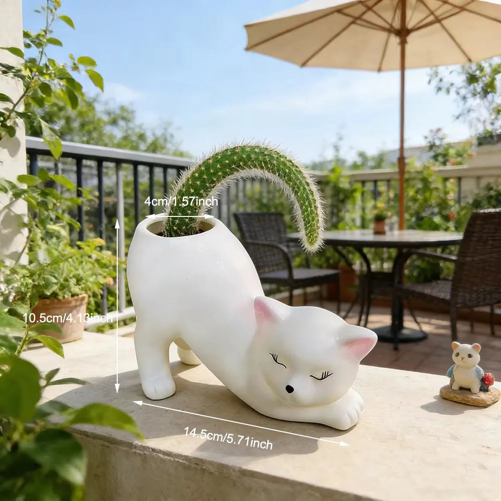 Cartoon Cute Cat Tail Flower Pot