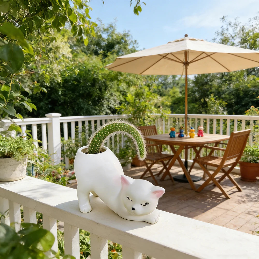 Cartoon Cute Cat Tail Flower Pot