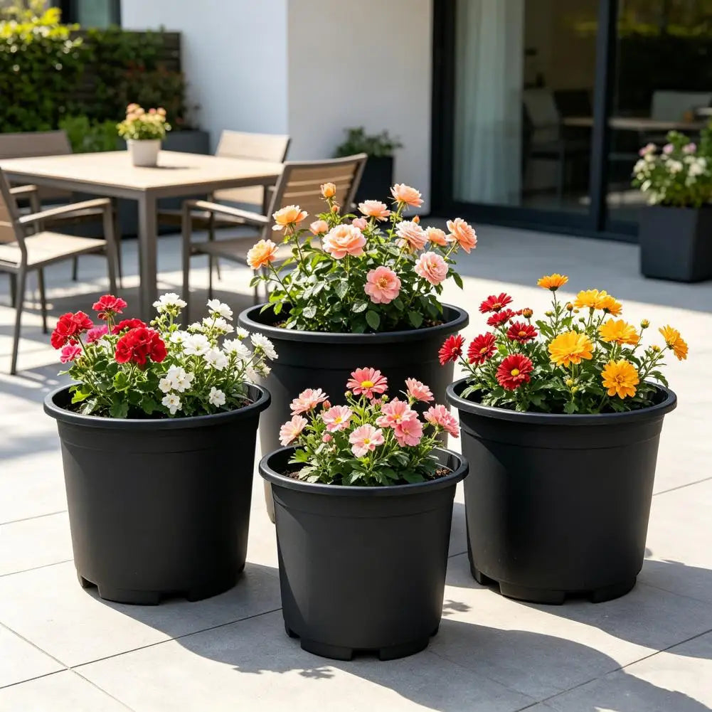 Indoor Plant Pot Black Plastic Flowerpo