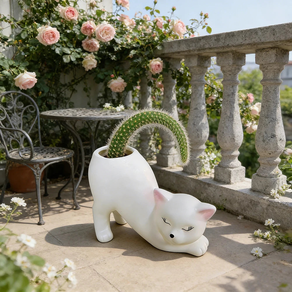 Cartoon Cute Cat Tail Flower Pot
