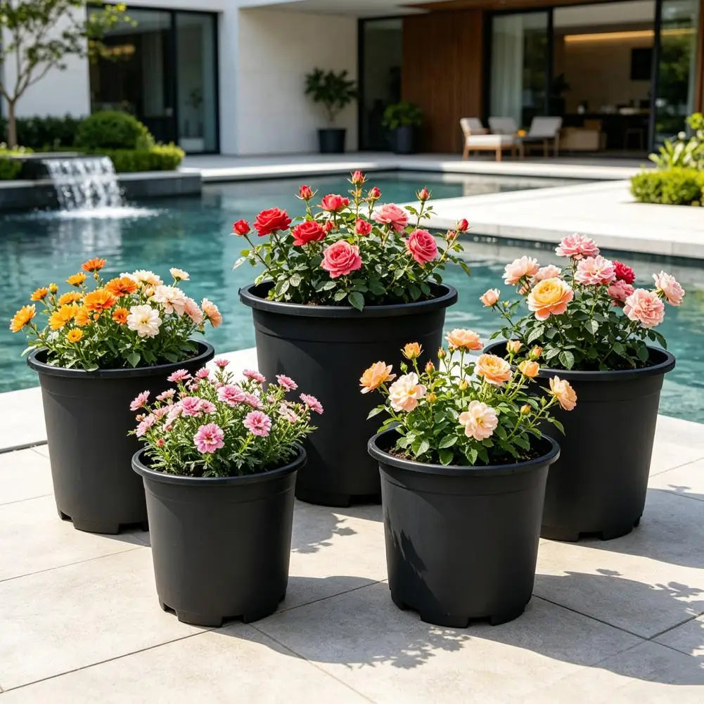 Indoor Plant Pot Black Plastic Flowerpo