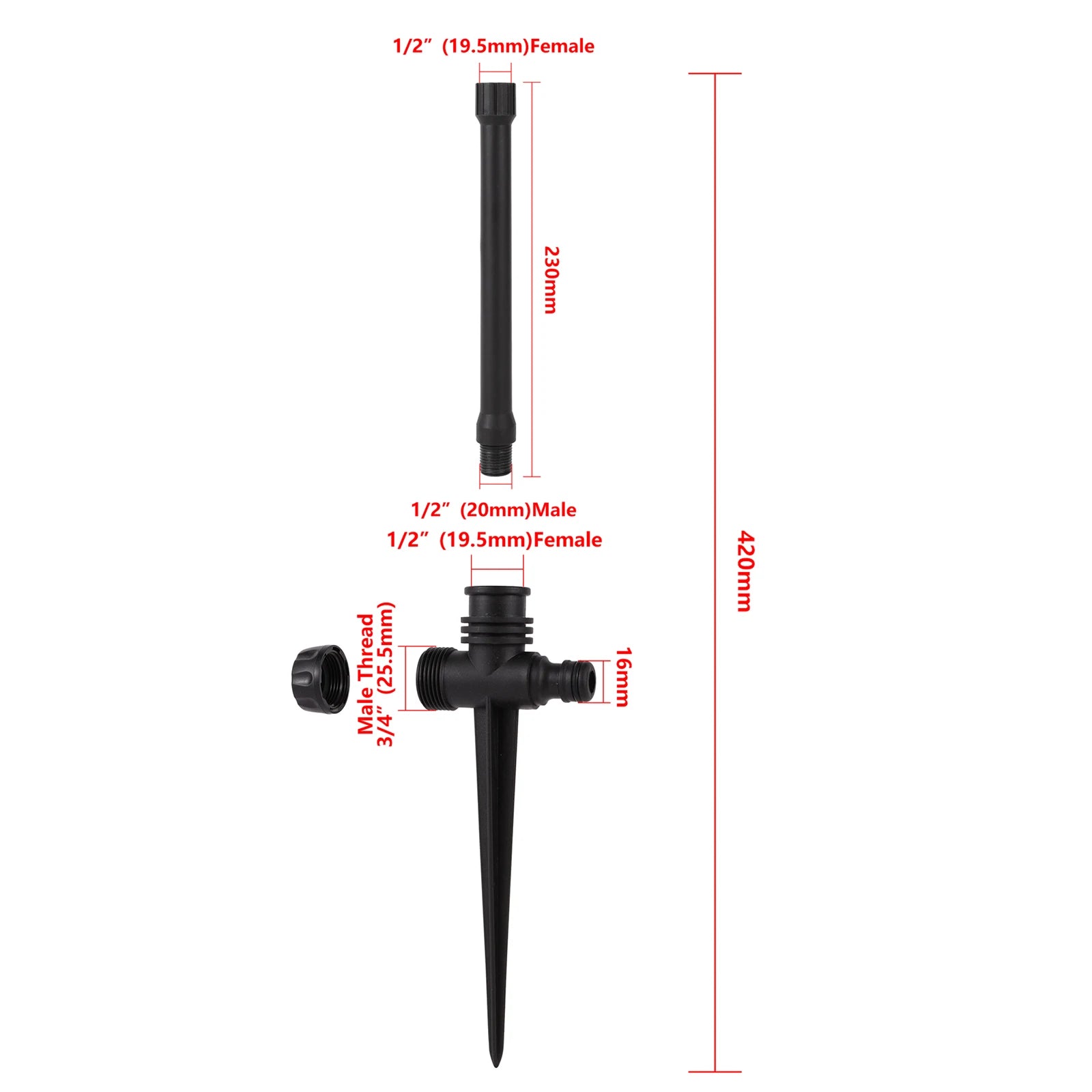 1/2 Inch Threaded Extension Pole Sprinkler Holder Lawn Sprinkler