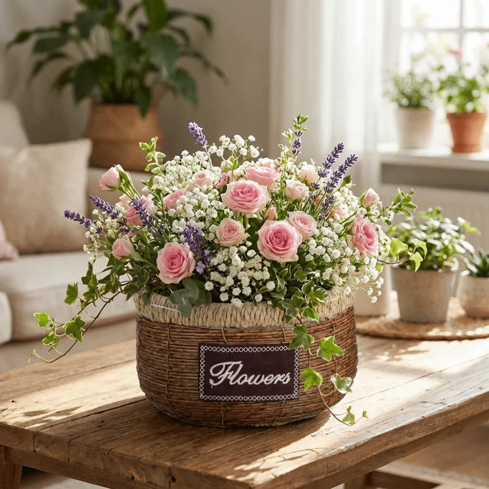 Plant Display Rustic Woven Flower